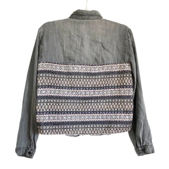 Celebrity Pink Tencel Patchwork Button Down Shirt Small - Picture 2 of 9